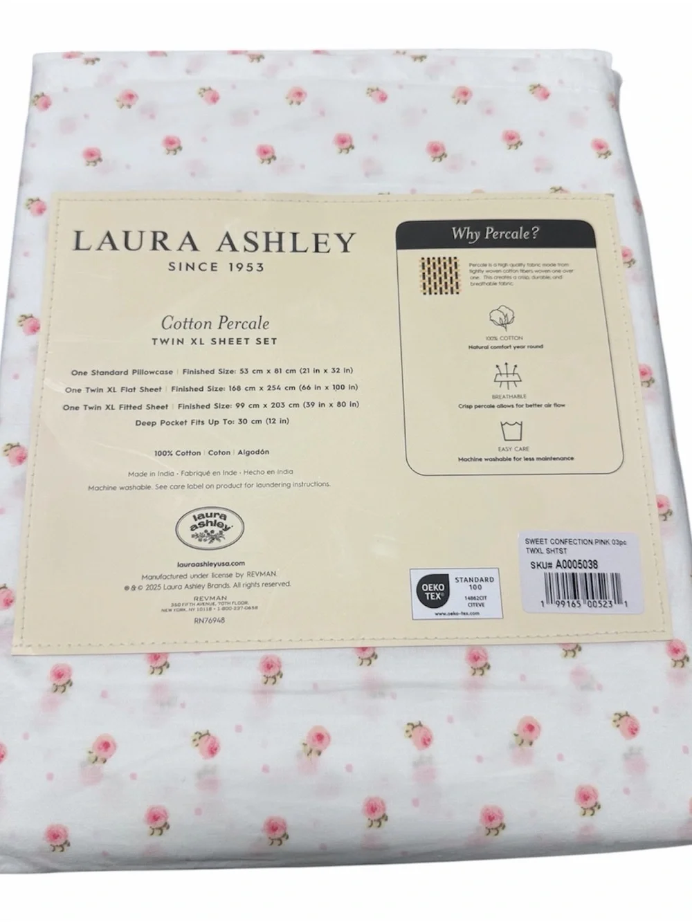 SWEET CONFECTION PINK Laura Ashley Floral Twin XL Sheet Set ~ Dainty Roses